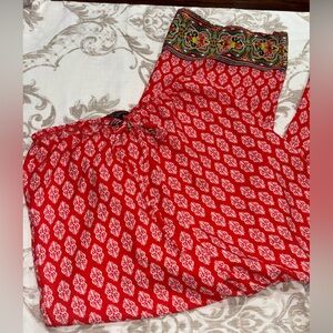 See You Monday Red and White Patterned Dress